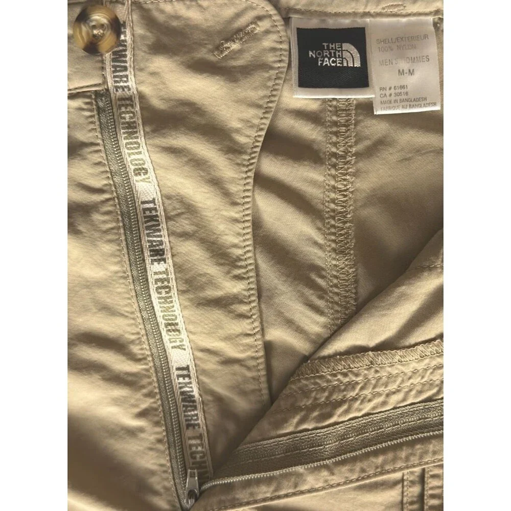 Vintage Y2K The North Face Convertible Pants Mens M Khaki Nylon Zip Off Belted